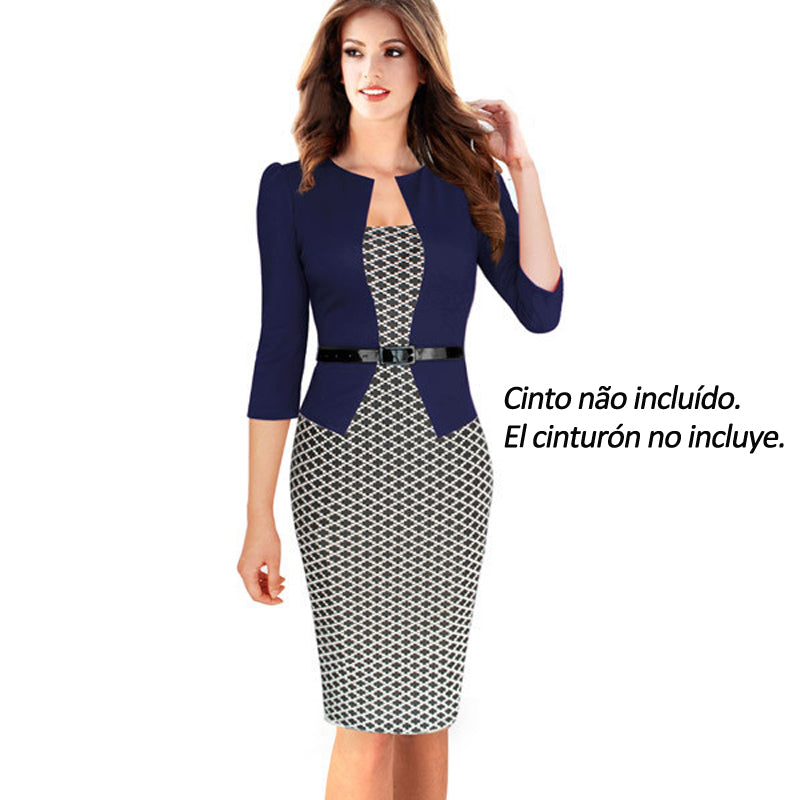 One-piece Faux Jacket Brief Elegant Patterns Work dress