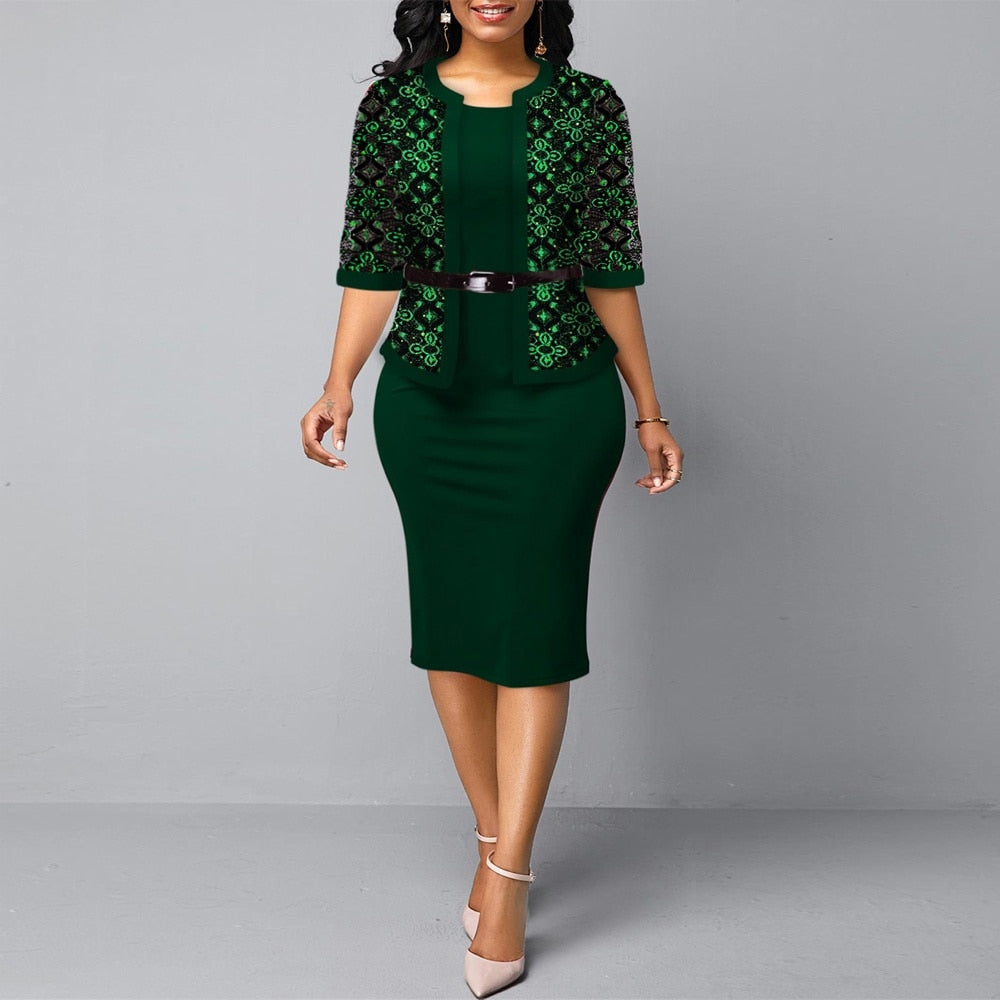Retro Polka Dot or Floral Office Bodycon Business Dress