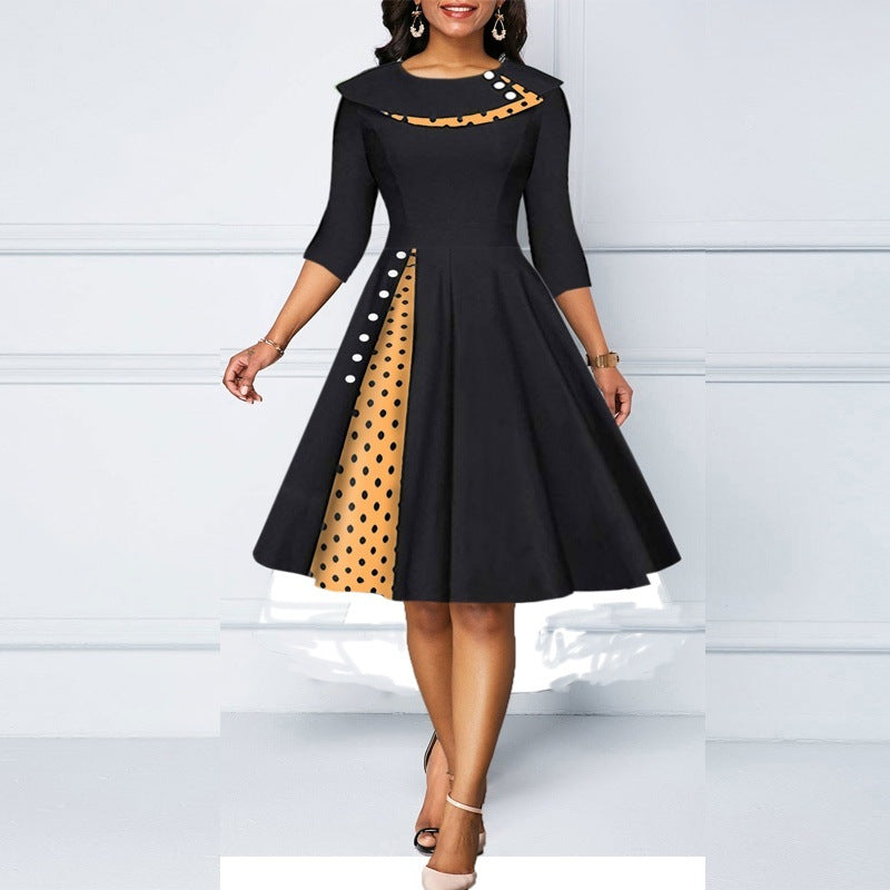 Polka Dot A-line Knee-Length Dress