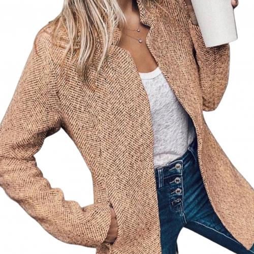 Stand Collar Long Sleeve Thick Slim Mid-length Jacket