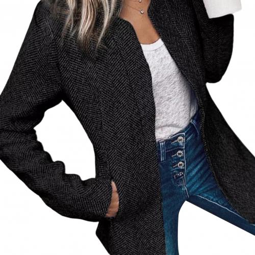 Stand Collar Long Sleeve Thick Slim Mid-length Jacket