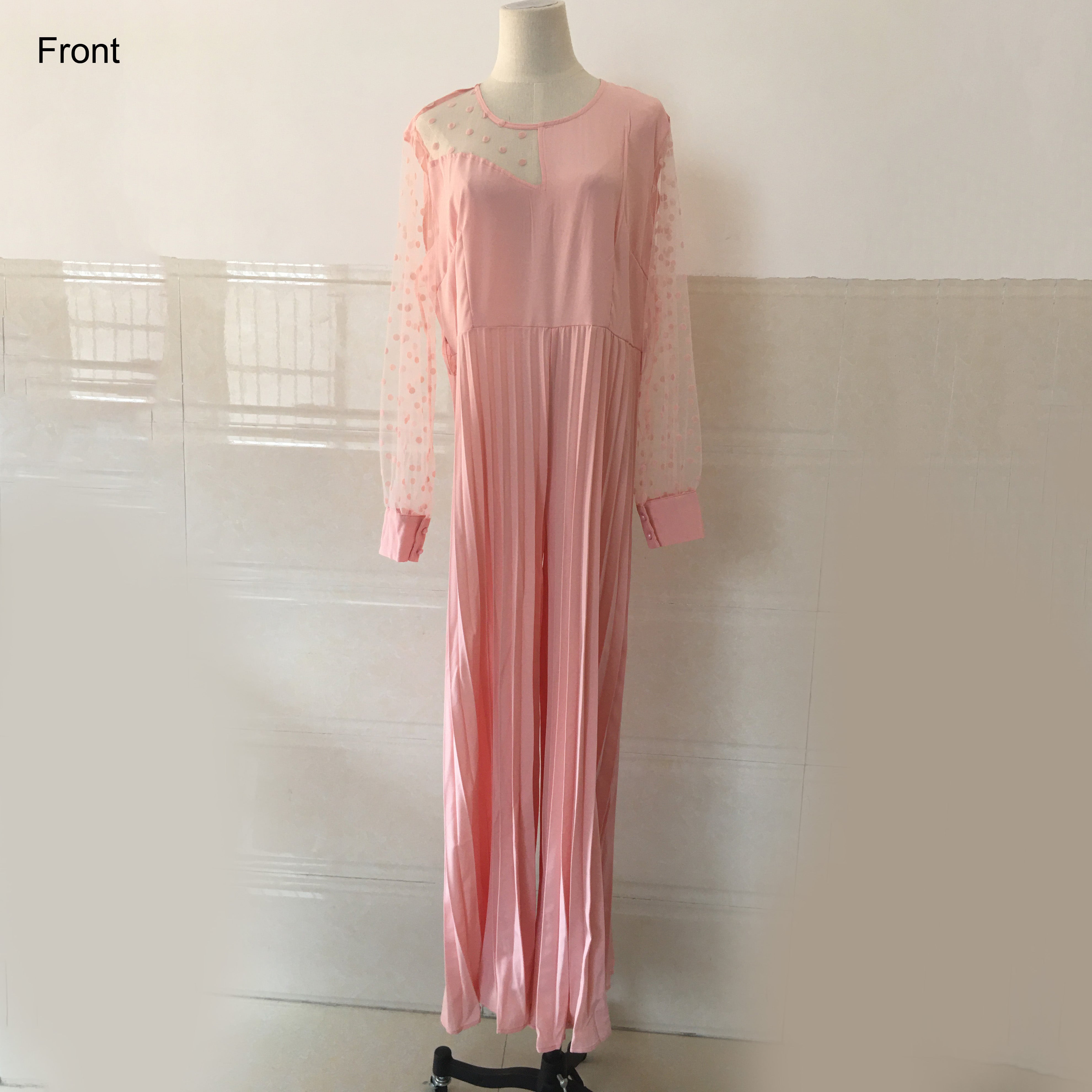 Pleated High Waisted Floor Length Elegant Jumpsuits