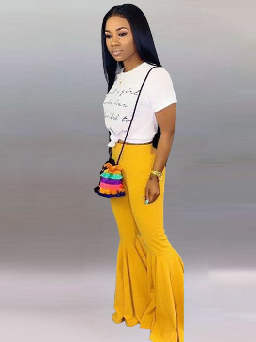 Solid Flare Pants For Women