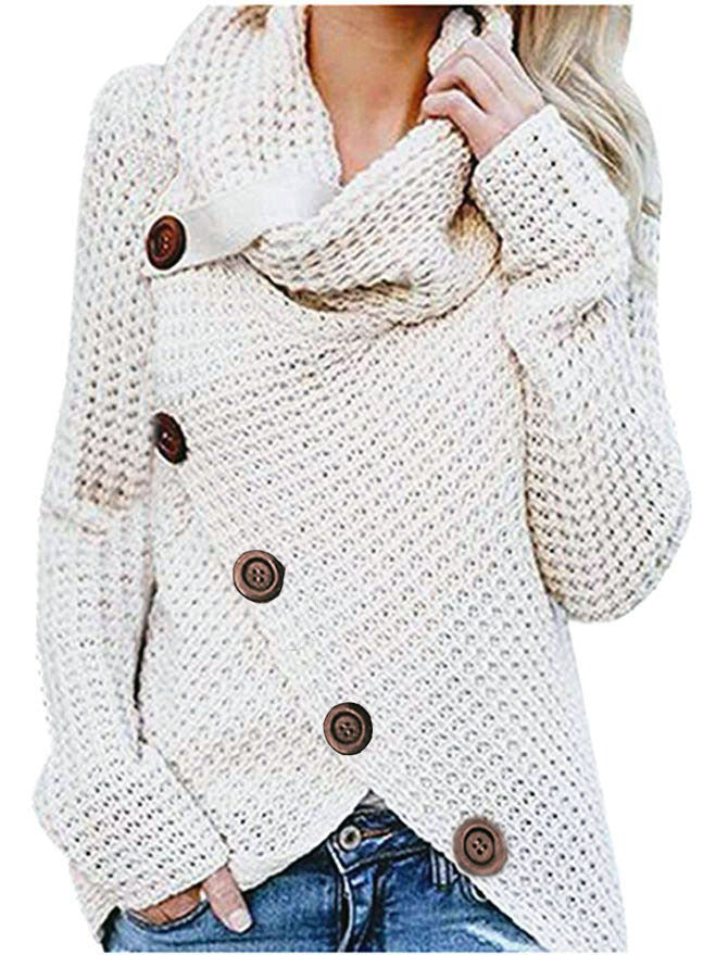 Winter Buttons Longline Solid Pullover Sweater