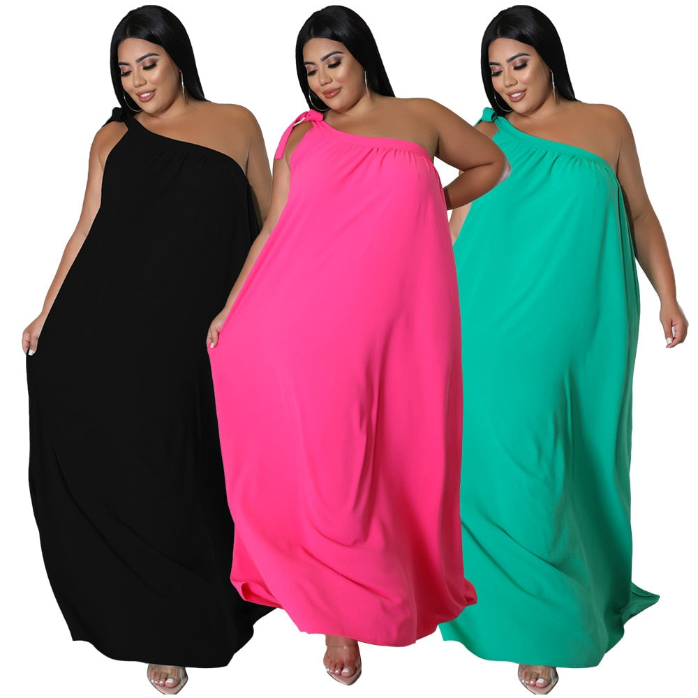 Plus Size Sexy Sleeveless Solid Color Maxi Long Dresses