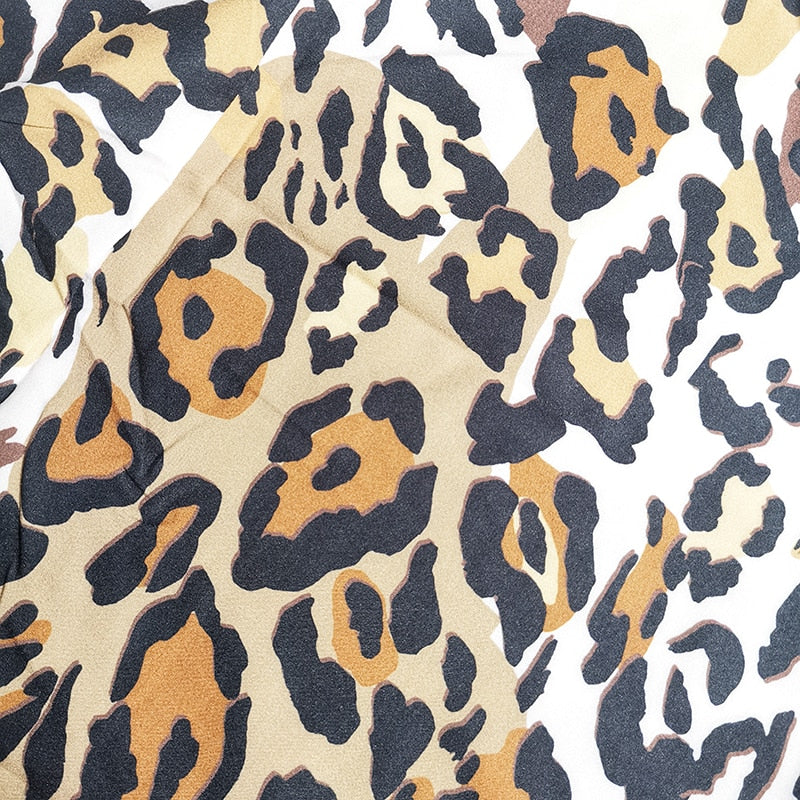 Plus size Boho Leopard Print Maxi Dress Beach Cover up