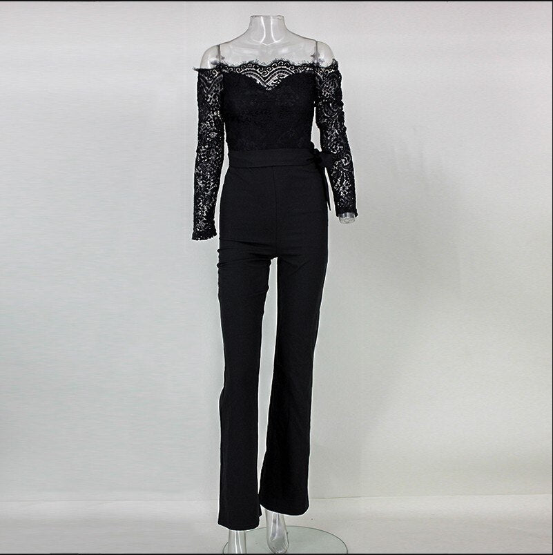 Elegant Embroidered Mesh Tulle T-shirts + Flare Pants Long Trousers