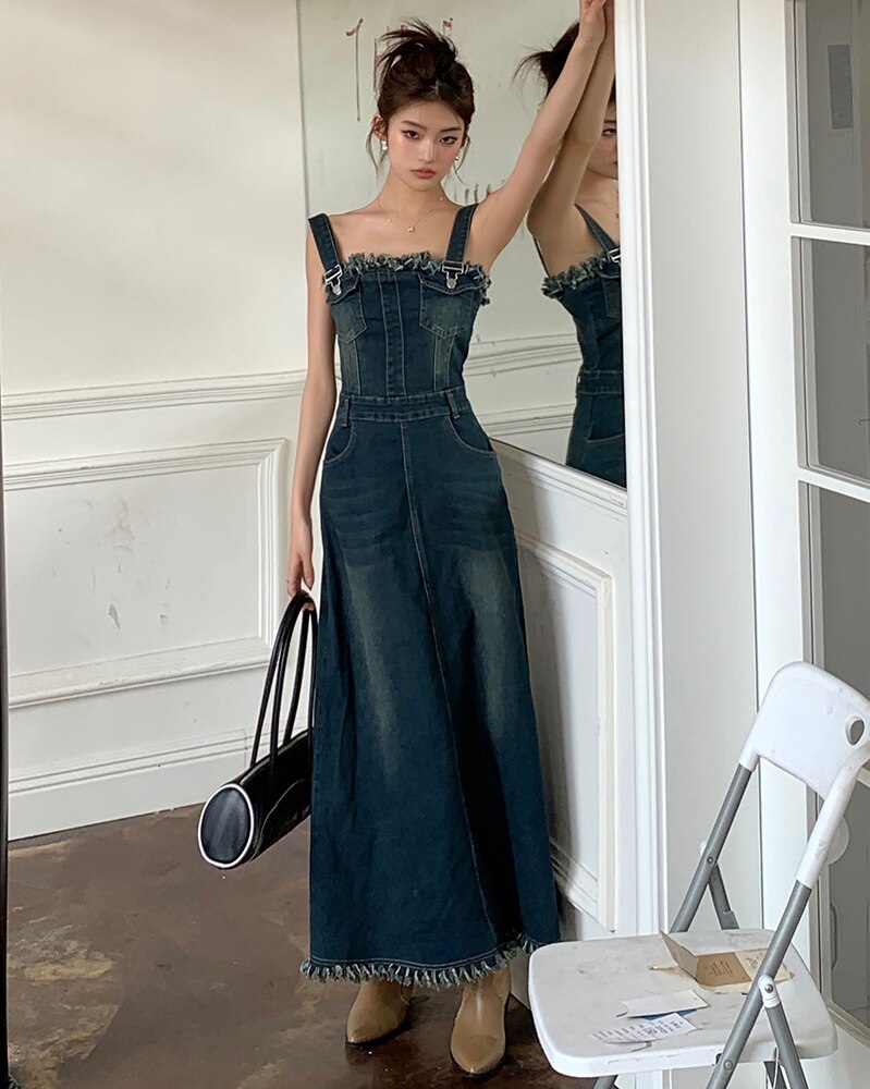 Autumn New Denim Strap Dress