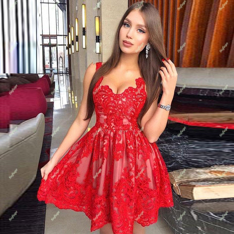 Sweetheart A Line Straps Short Homecoming Party Dress