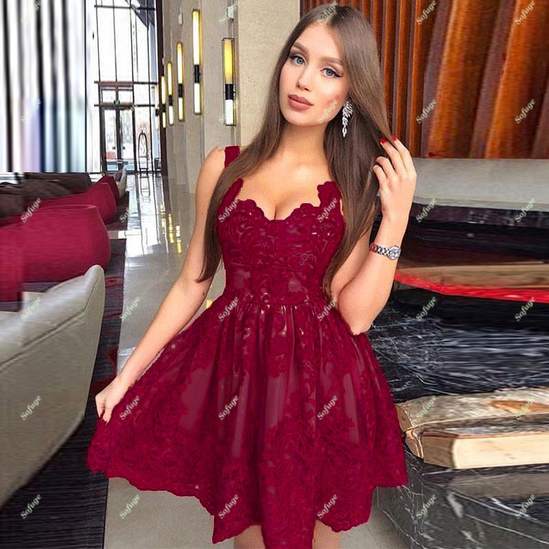 Sweetheart A Line Straps Short Homecoming Party Dress