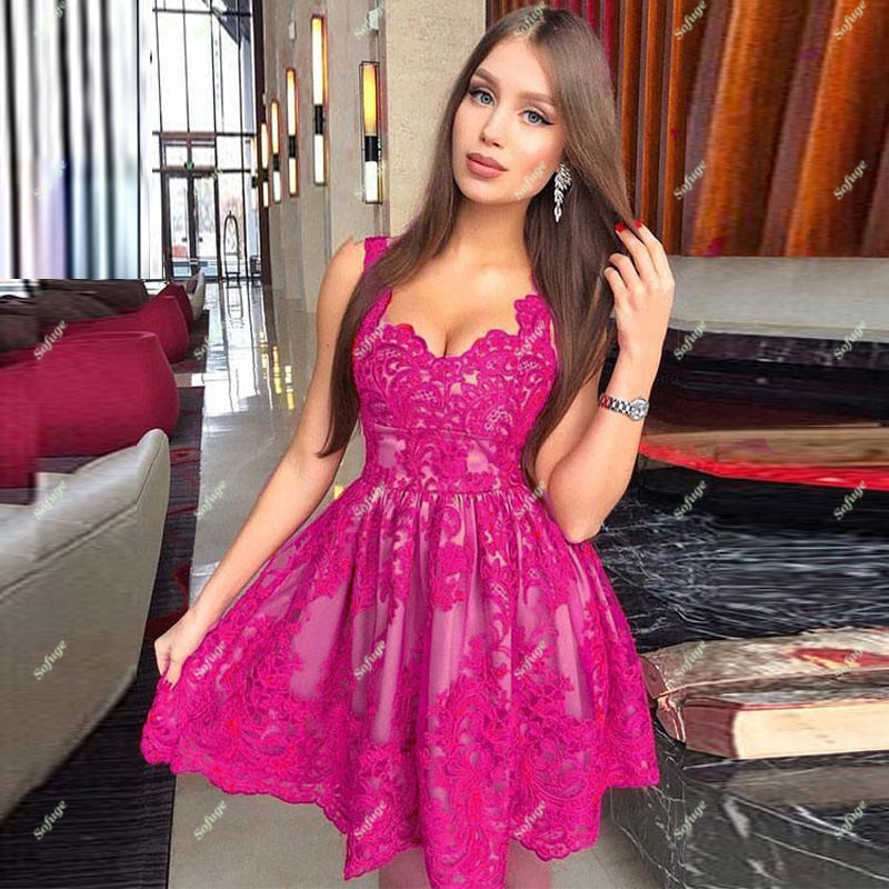 Sweetheart A Line Straps Short Homecoming Party Dress