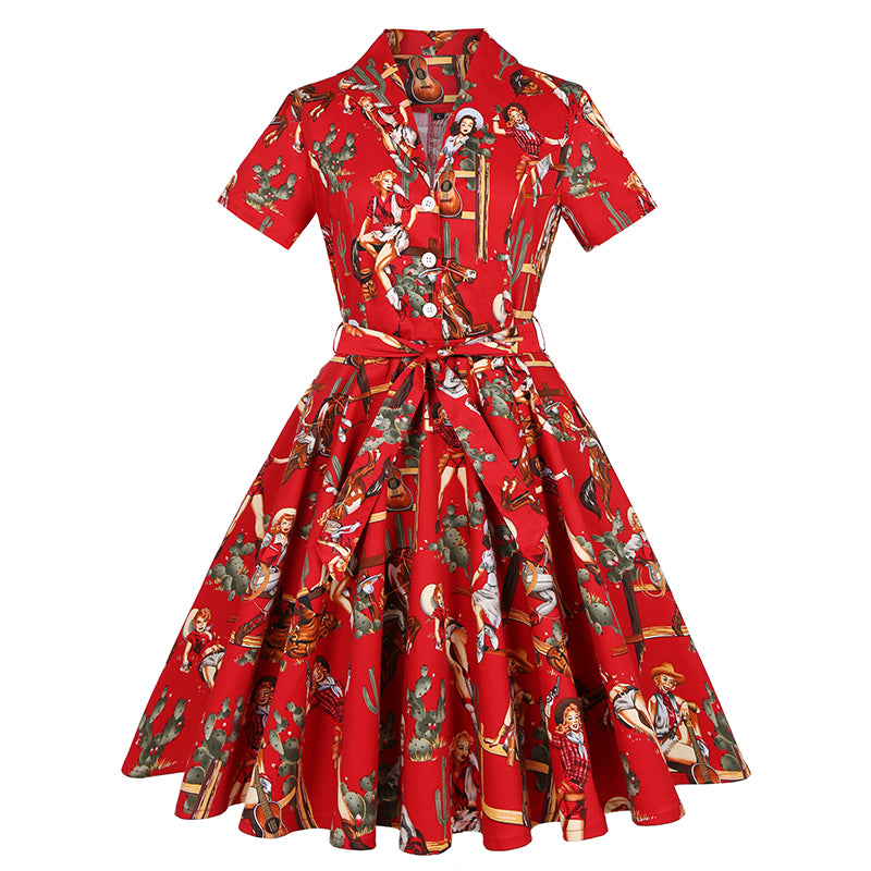 Retro Vintage Winter Autumn 50s 60s Pinup Swing Casual Dresses