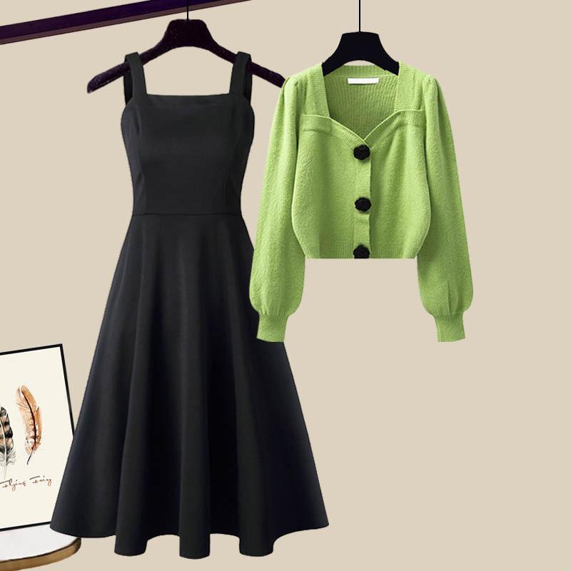 Autumn and Winter Sweater Dress Two-piece Set