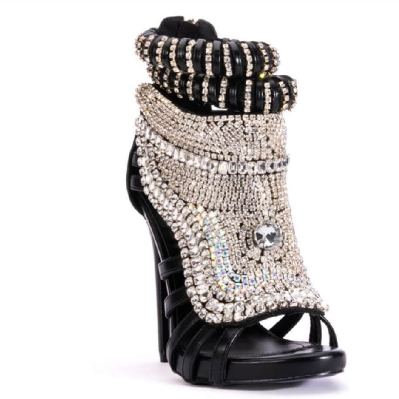 Bling Rhinestones Luxury Roman Boots Sandals