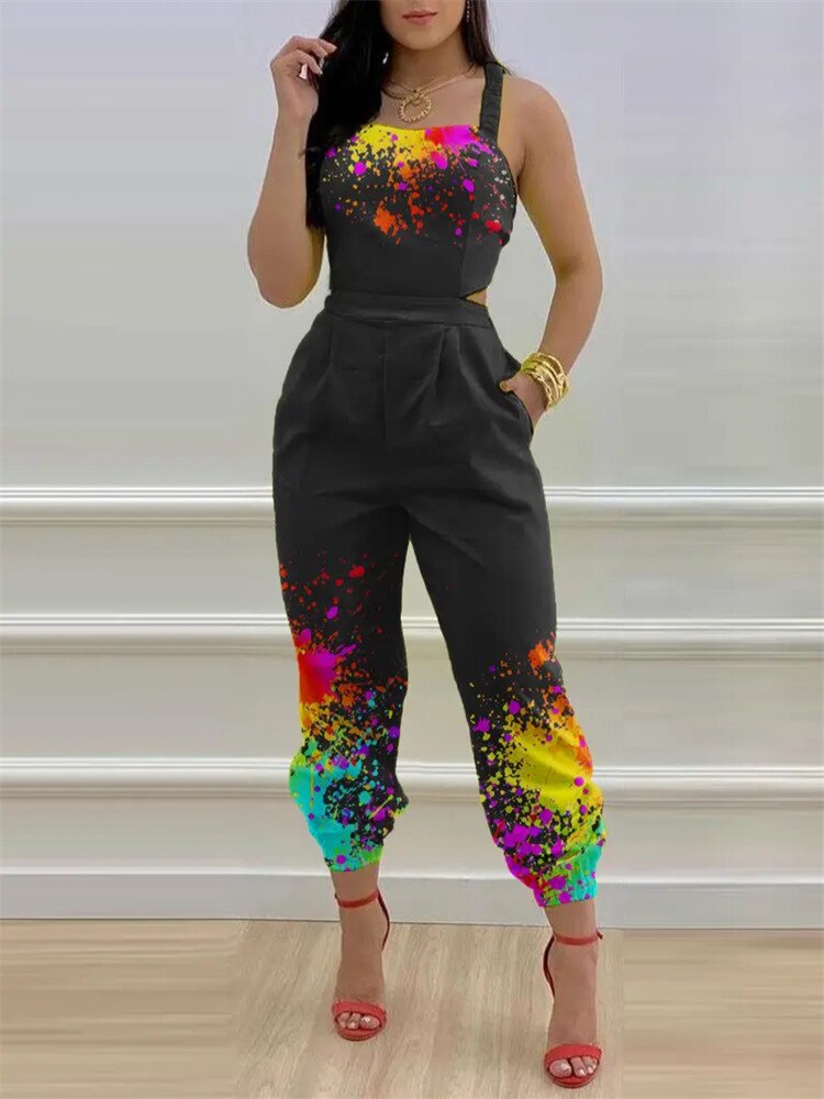 Criss Cross Tied Detail Backless Jumpsuit