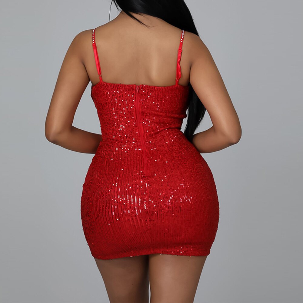 Sequins Patchwork Mesh See Though Bodycon  Mini Dress