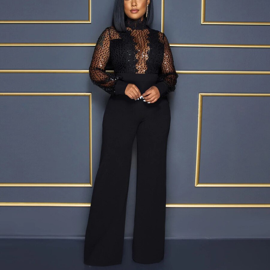 Full Sleeve High Waisted Round Neck Elegant Jumpsuit