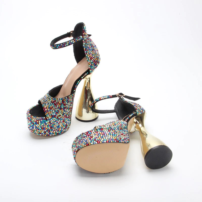 High-Heeled Artificial Diamond Shoes