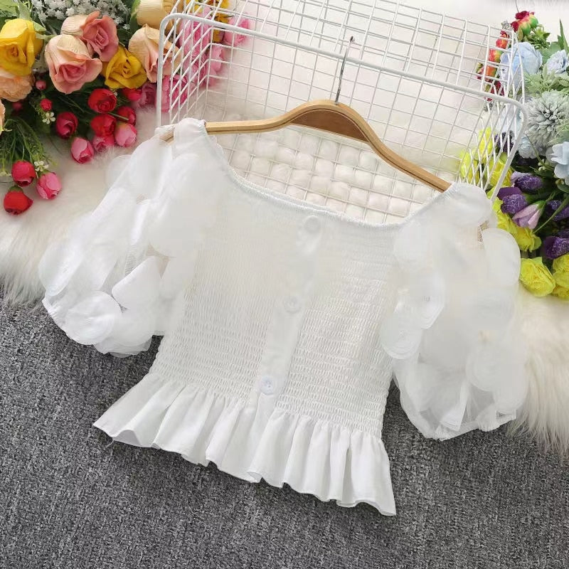 Summer Puff Sleeve Corset Tops