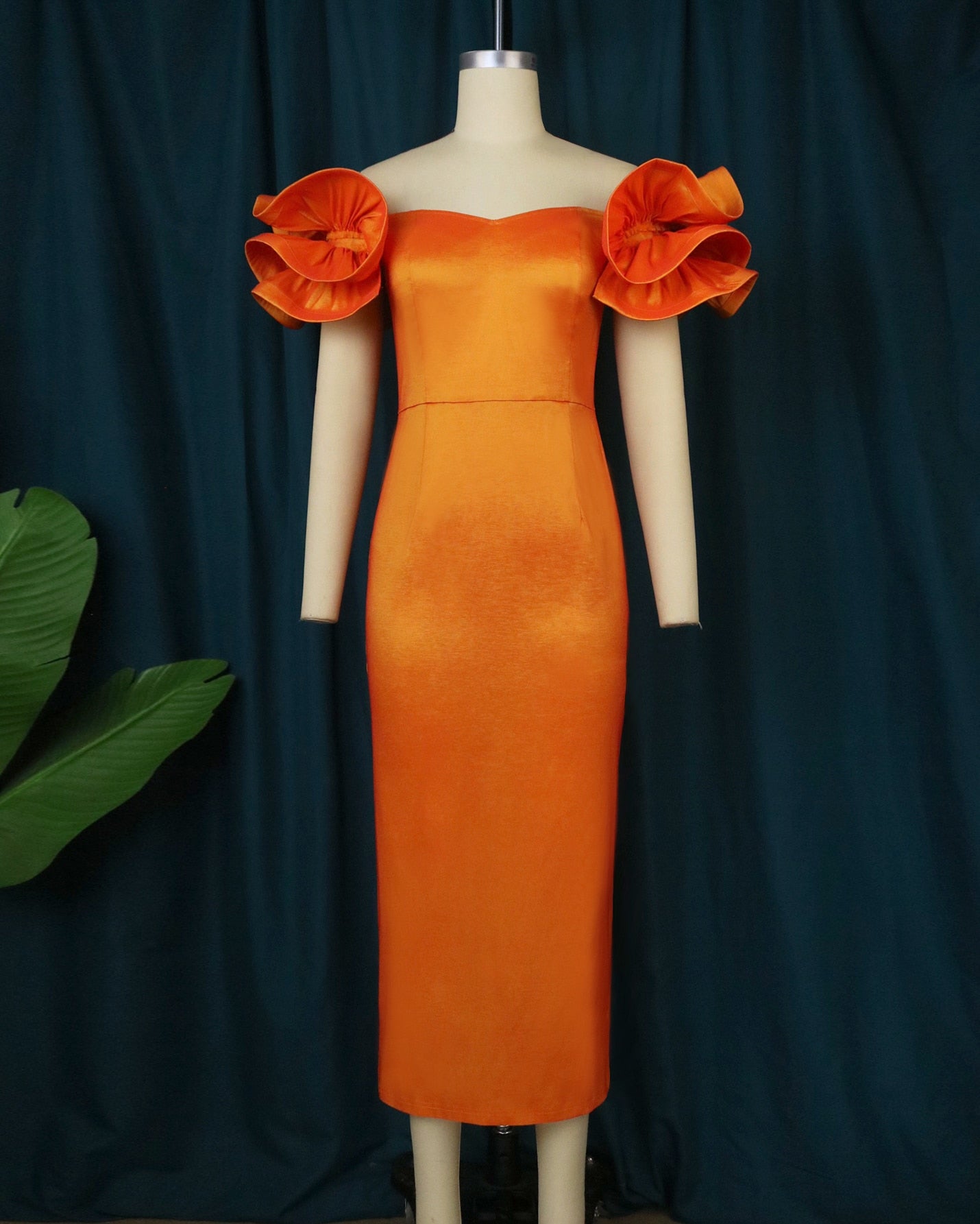 Gowns Off Shoulder Orange Dress