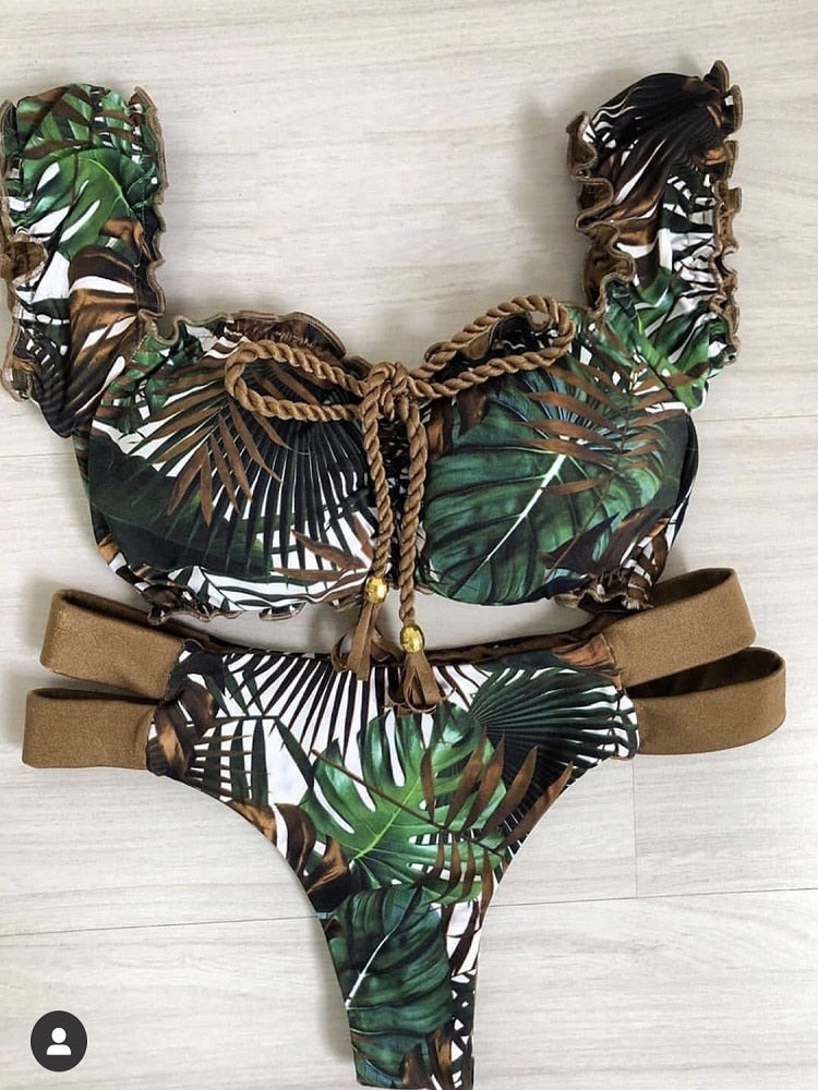 Push Up Ruffle Bikini Set