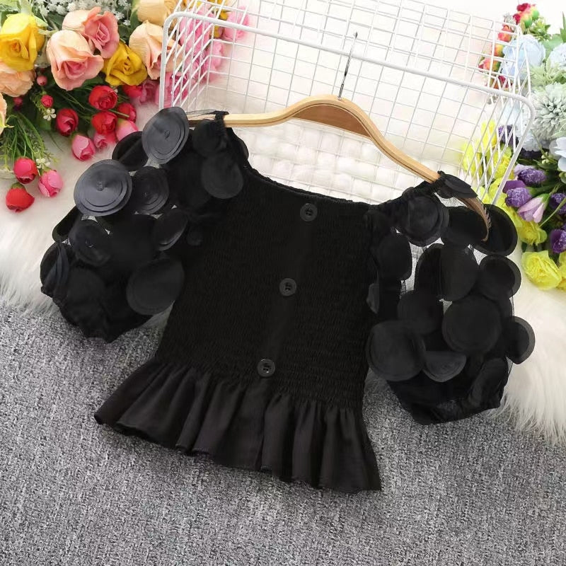 Summer Puff Sleeve Corset Tops