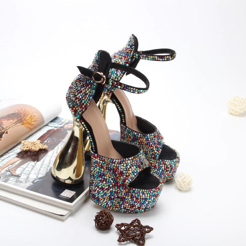 High-Heeled Artificial Diamond Shoes