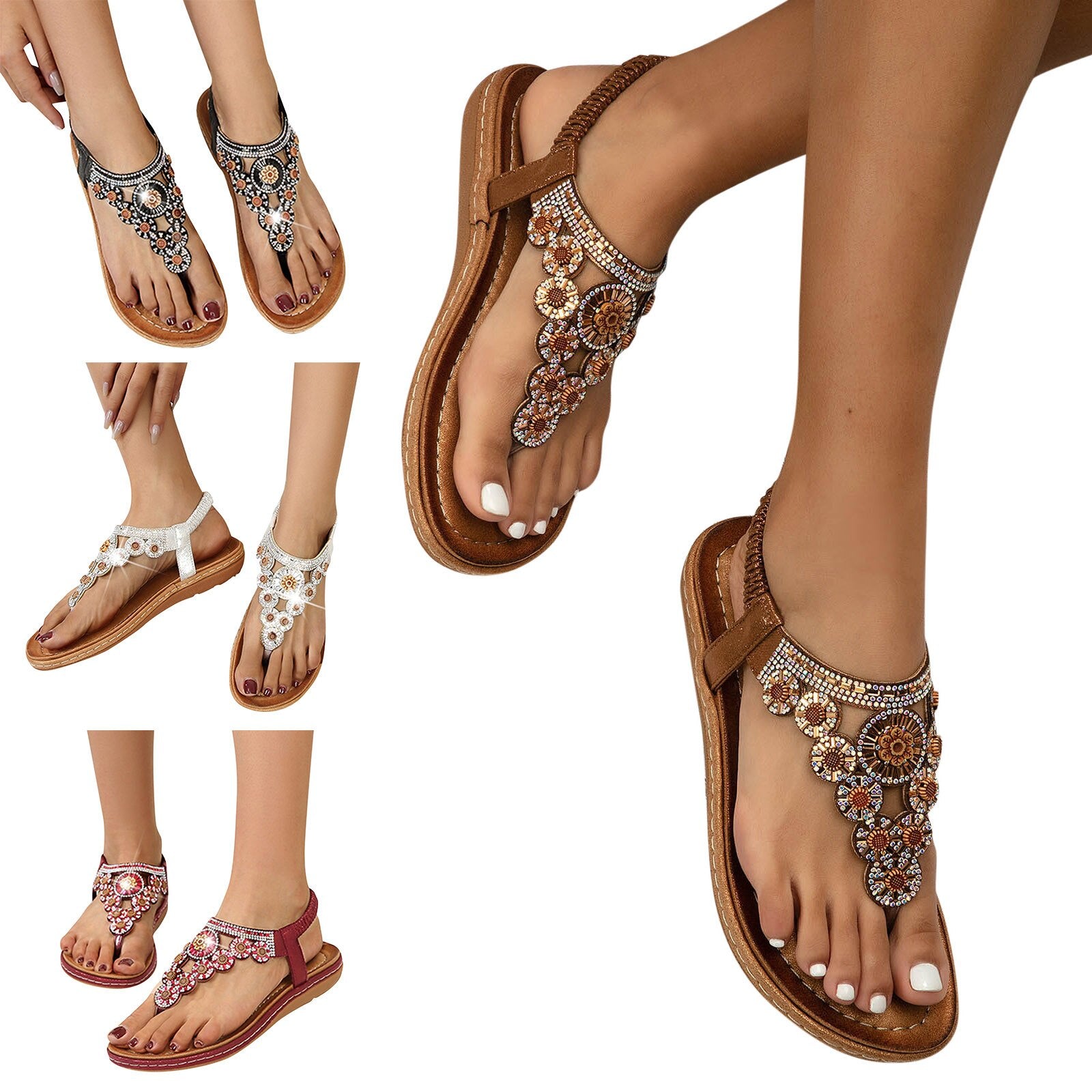 Summer Boho Rhinestone Sandals