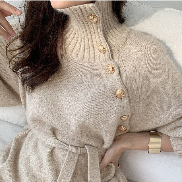 Women Long Loose Knitted Sweater Dress