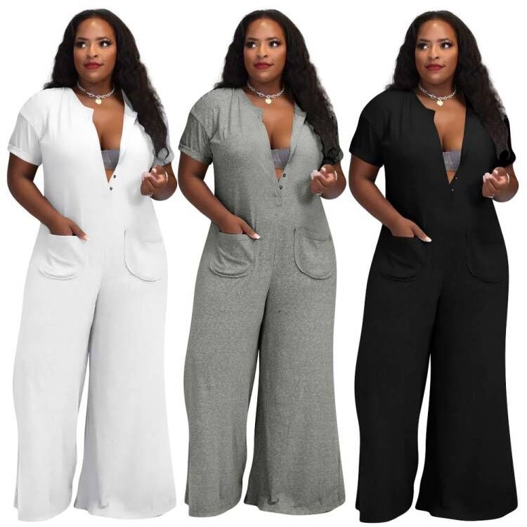 Wide Leg Pants Loose Jumpsuit with Pockets