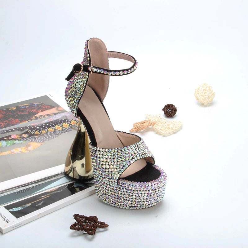 High-Heeled Artificial Diamond Shoes