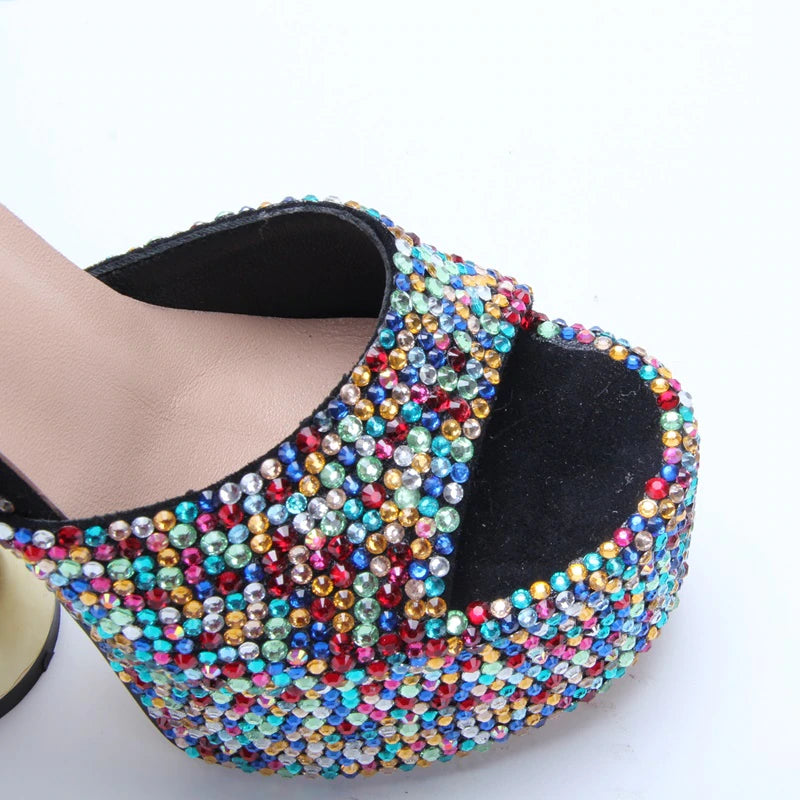 High-Heeled Artificial Diamond Shoes