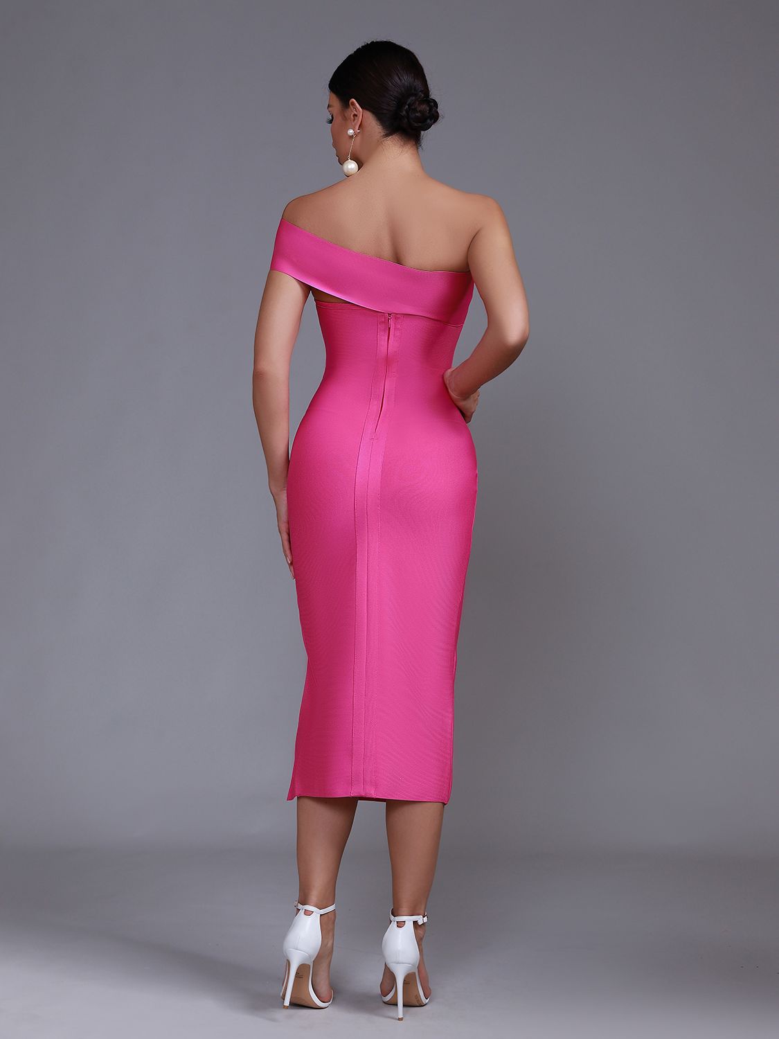 Pink Party Elegant Sexy Cut Out Side Split Bodycon Dress