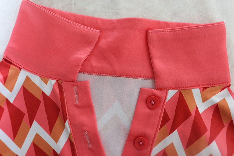 Summer Short Sleeve Turn-down Neck Wave Stripe Printed Mini Dresses