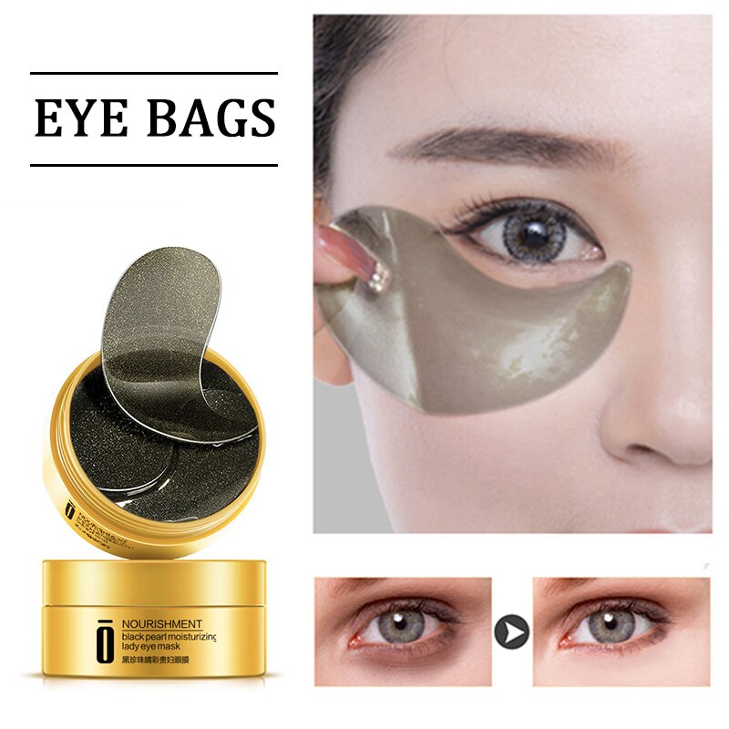 30Pairs Black Pearl Eye Mask Moisturizing Anti-Wrinkle Anti Aging Eye Patches