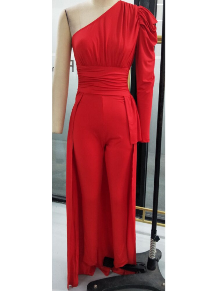 Elegant One Shoulder Dip Hem Jumpsuit