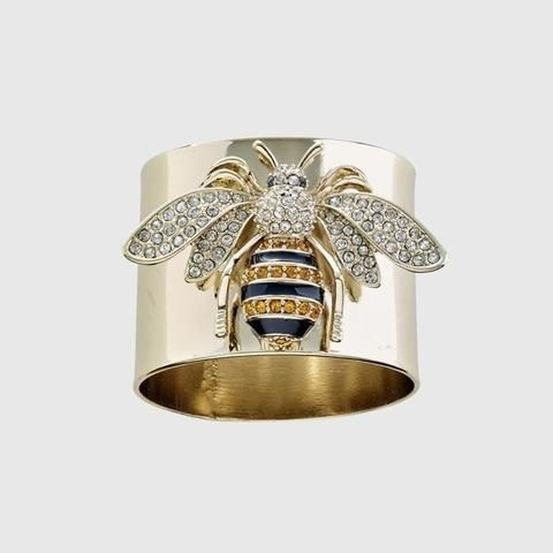 Luxury Gold Color Carved Bee Rings