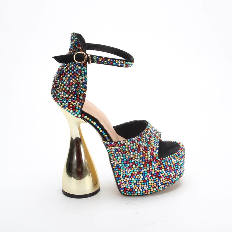 High-Heeled Artificial Diamond Shoes