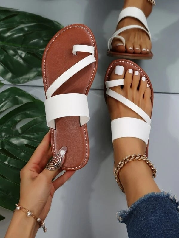 Summer Solid Color Flat Sandals