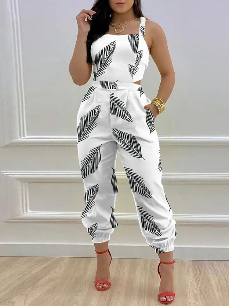Criss Cross Tied Detail Backless Jumpsuit