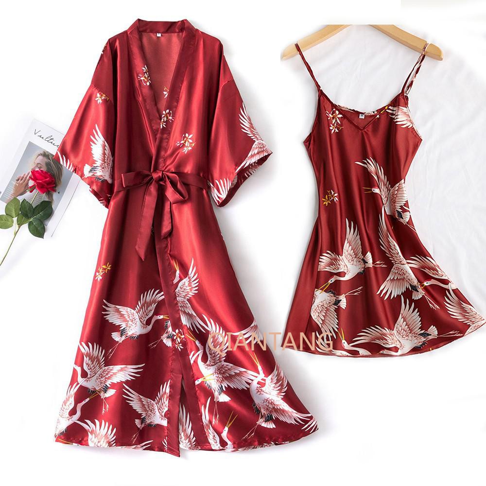 2PC Pyjama V-Neck Pajamas Silky Sleepwear