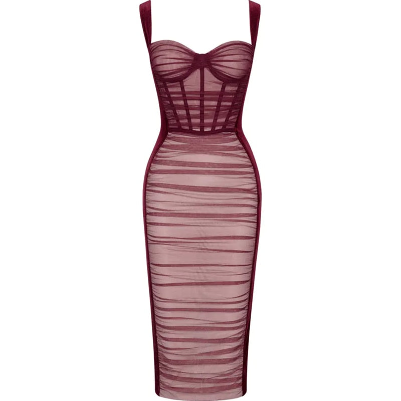 Square Collar Sleeveless High Waist Ruched Sheath Sexy Tank Dress