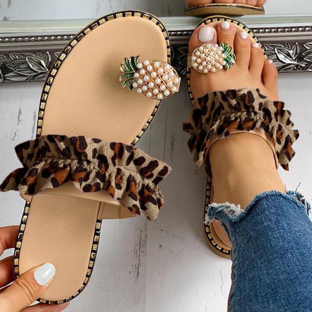 Pineapple Pearl Flat Toe Bohemian Summer Beach Sandals