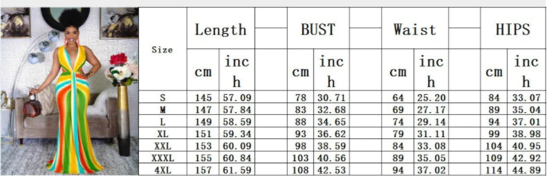 Fashion Print African High Waist V-neck Maxi Dress