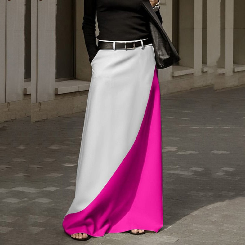 Fashion Hight Waist  Vintage Patterm Printed Loose Bohemian Skirt