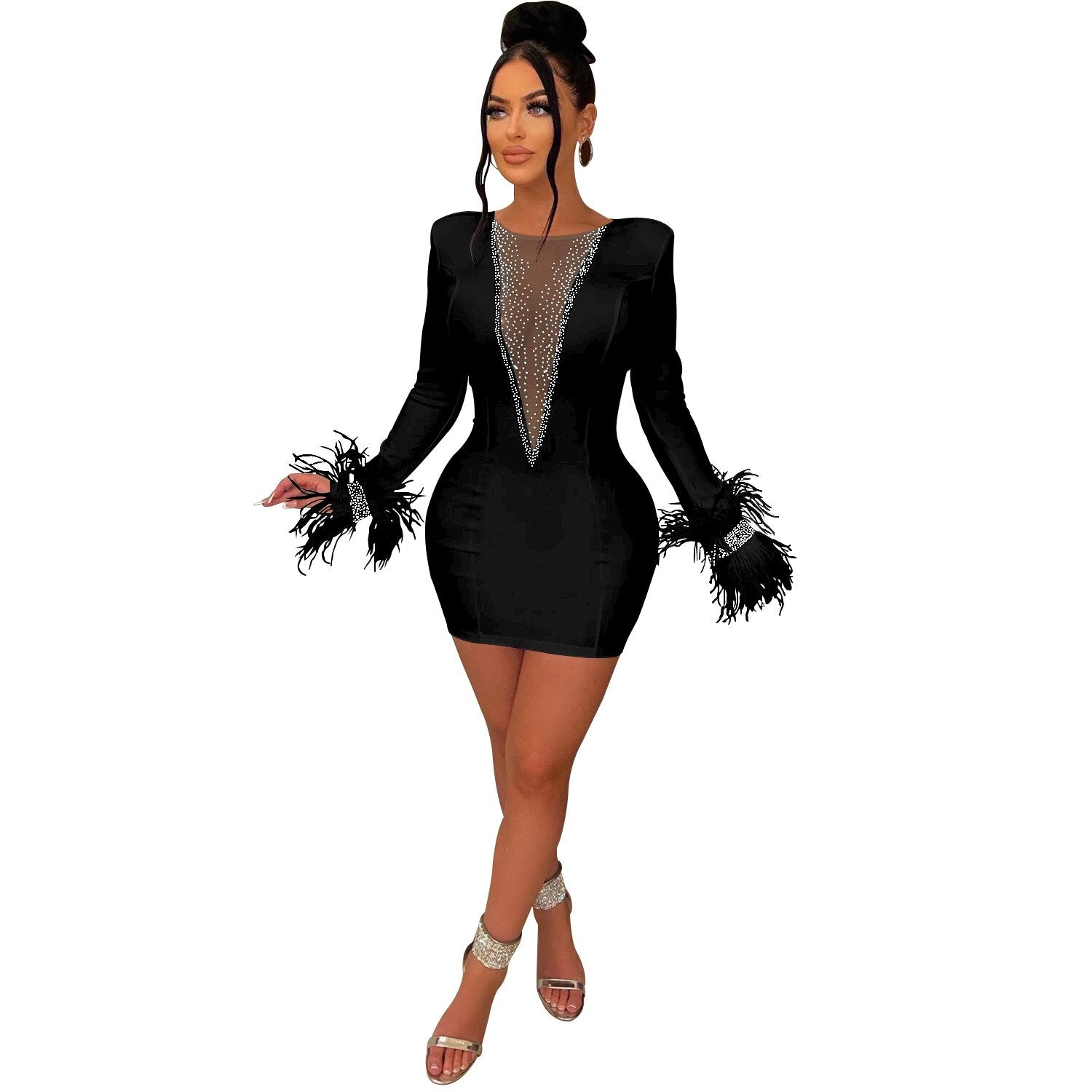 Summer Diamonds Mesh Hollow Out Bodycon Dresses