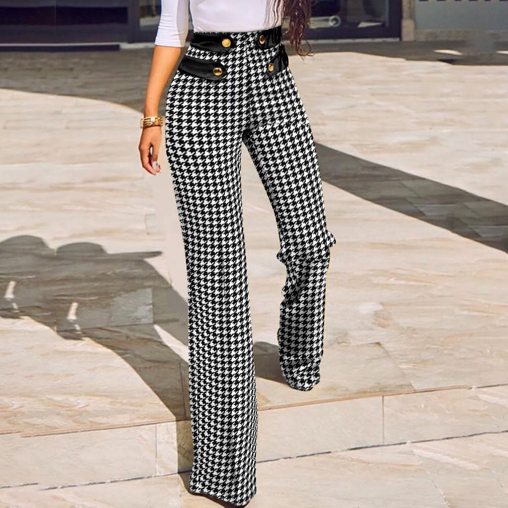 Autumn Casual Buttoned High Waist Wide Leg Tailored Pants