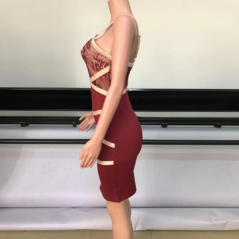 Summer Lace Patchwork Bodycon Club Party Dress