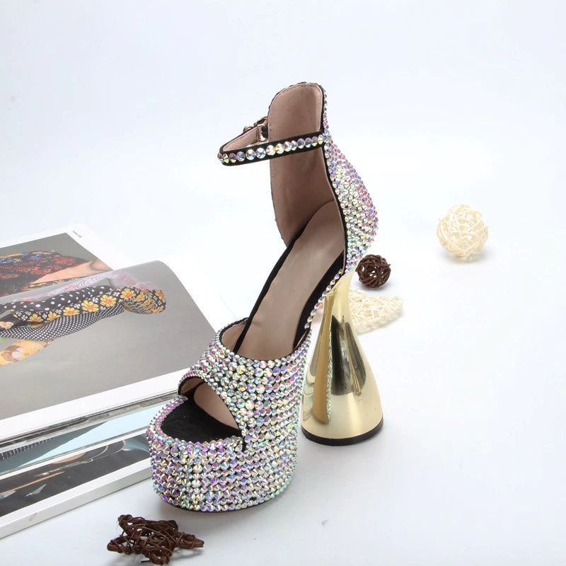 High-Heeled Artificial Diamond Shoes