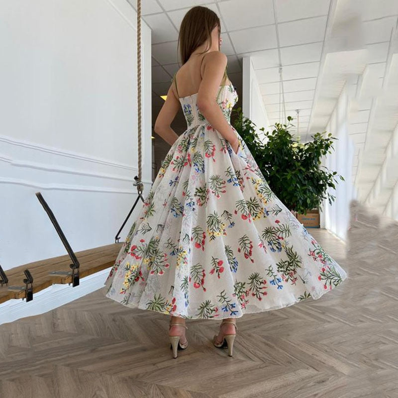 Sexy Backless Summer  Elegant Printed Dress